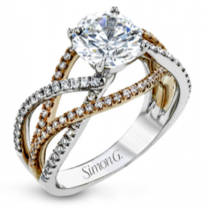 Simon G. rose gold and white gold engagement ring